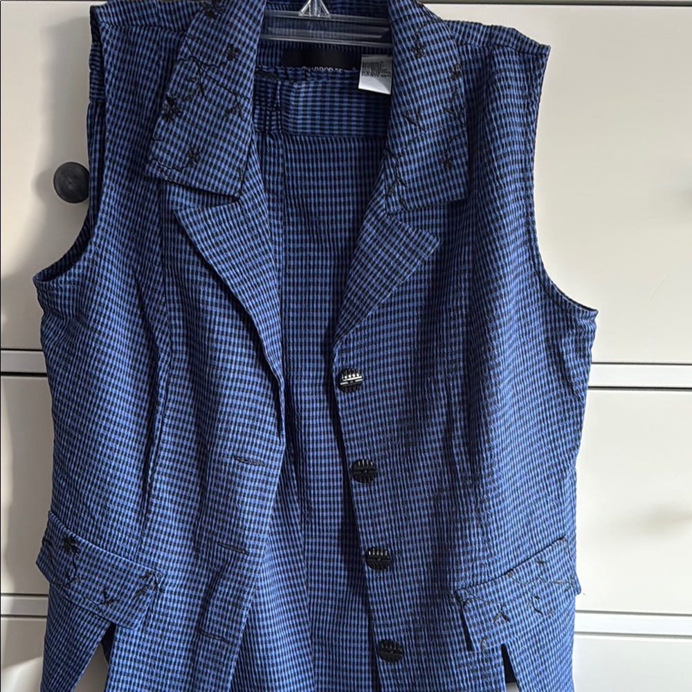 Chic Blue Checkered Vest and Pants set!